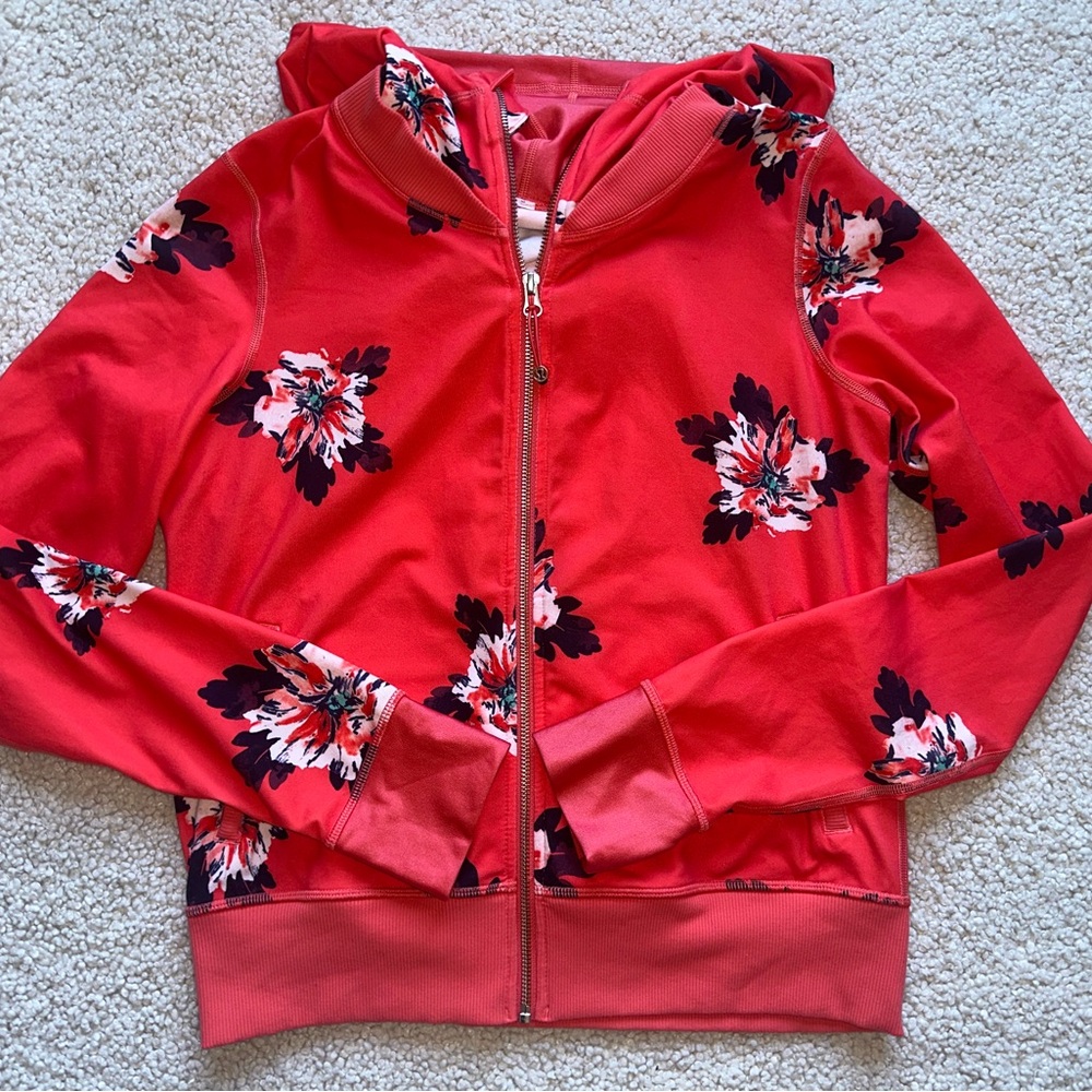 Lululemon Namaskar Hoodie Sweater -Atomic Flower-Parfait Orange -Full Zip-Size 8